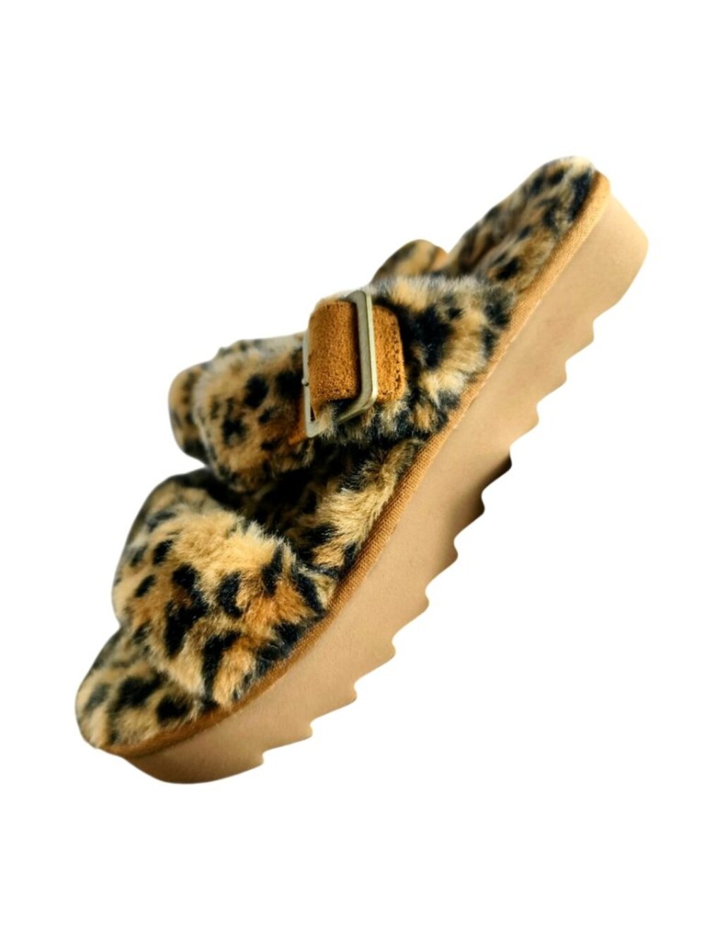 Koolaburra By UGG 8 Furr Ah Slides Sandals Faux Fur Leopard Print Adjust Buckle - Picture 9 of 9
